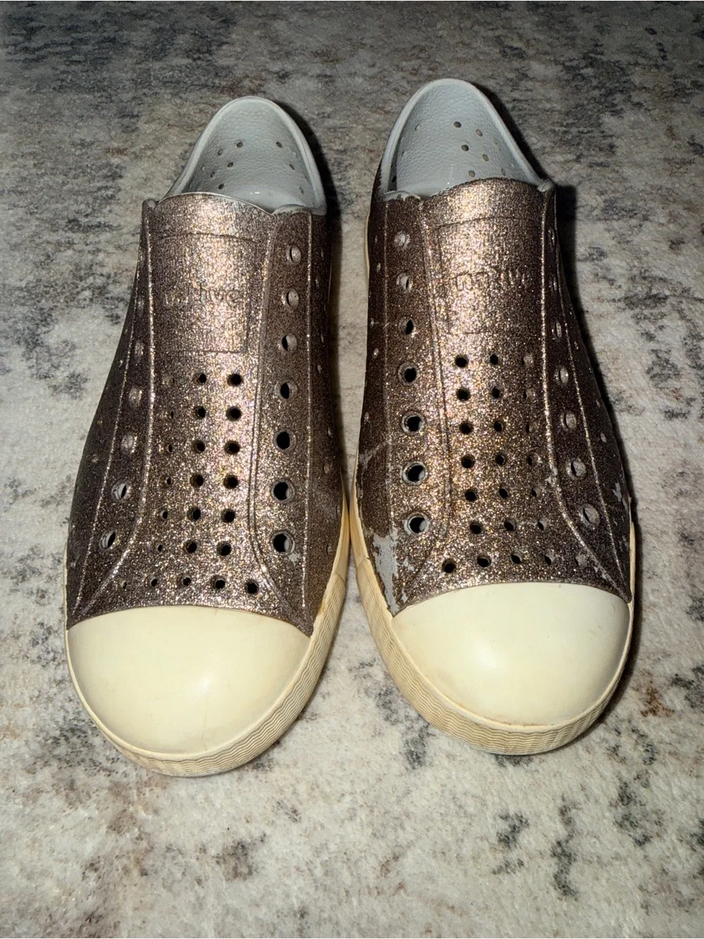 Kids Metallic Bronze Slip-On Sneakers